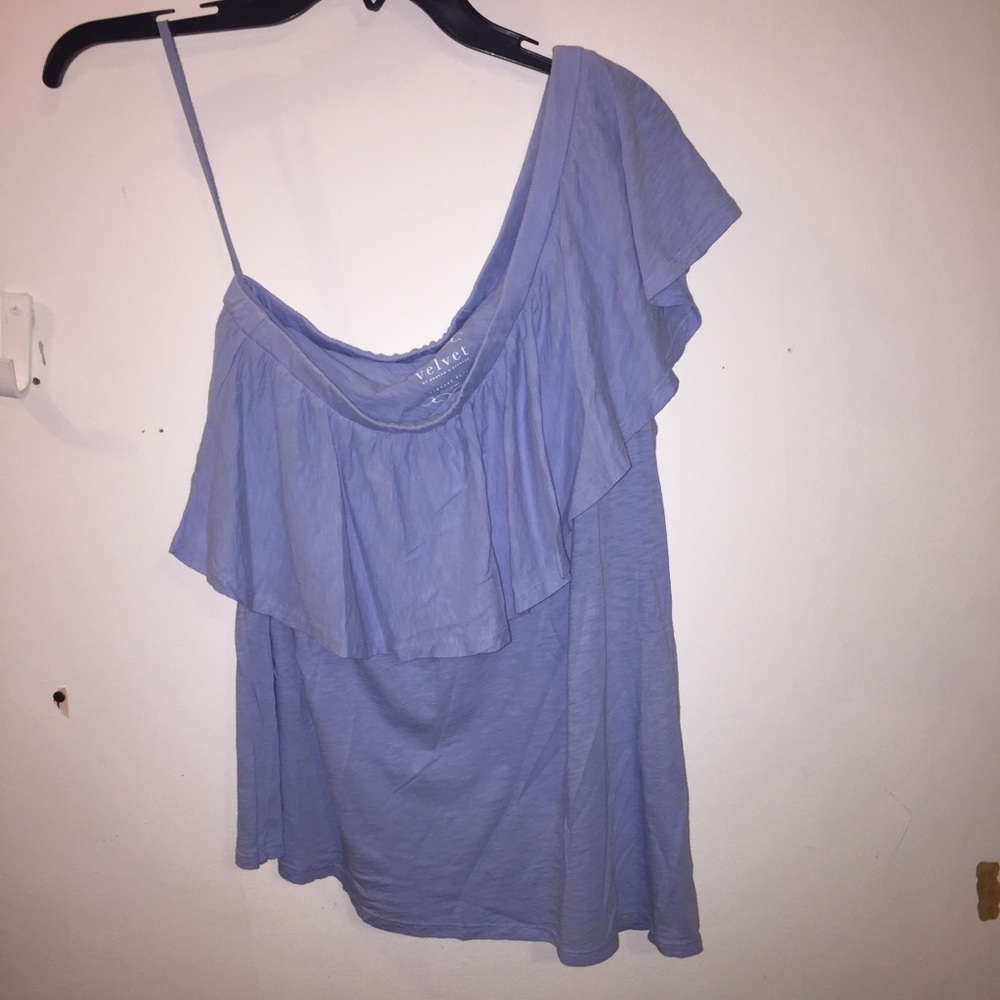 One shoulder off the shoulder flowy ruffle top